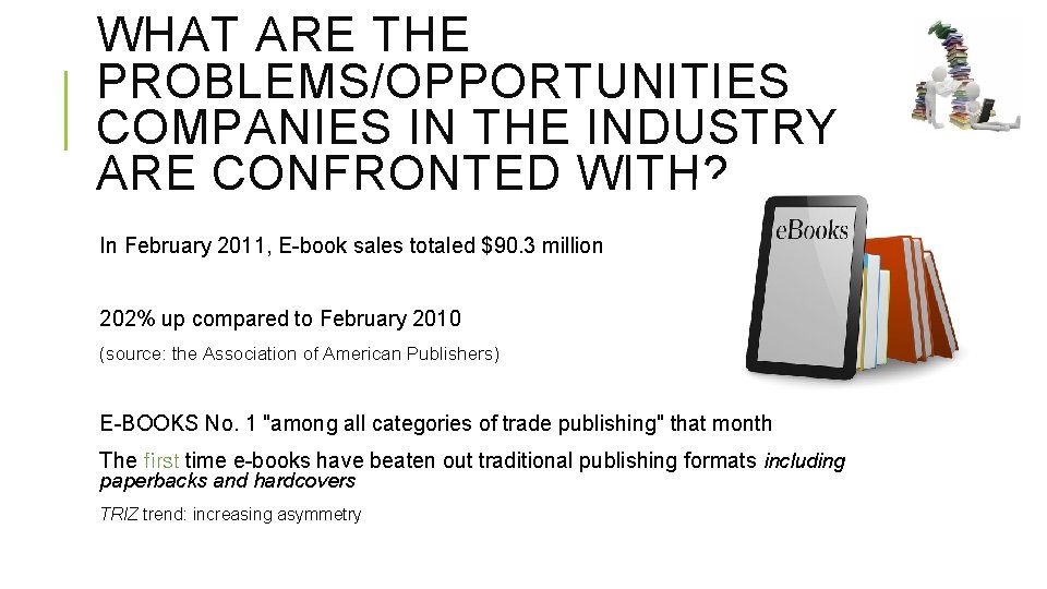 WHAT ARE THE PROBLEMS/OPPORTUNITIES COMPANIES IN THE INDUSTRY ARE CONFRONTED WITH? In February 2011,