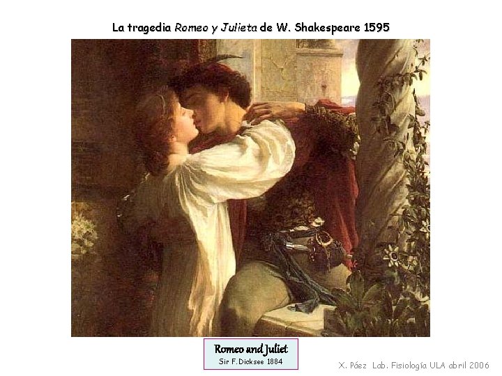 La tragedia Romeo y Julieta de W. Shakespeare 1595 Romeo and Juliet Sir F.