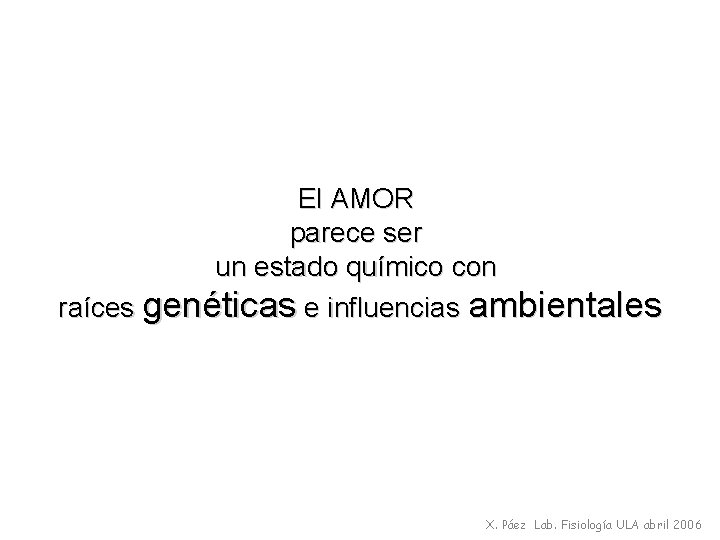 El AMOR parece ser un estado químico con raíces genéticas e influencias ambientales X.