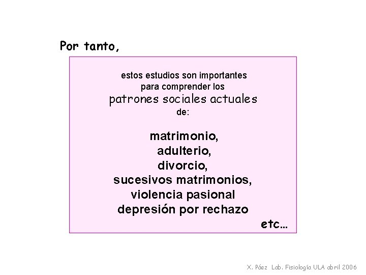 Por tanto, estos estudios son importantes para comprender los patrones sociales actuales de: matrimonio,