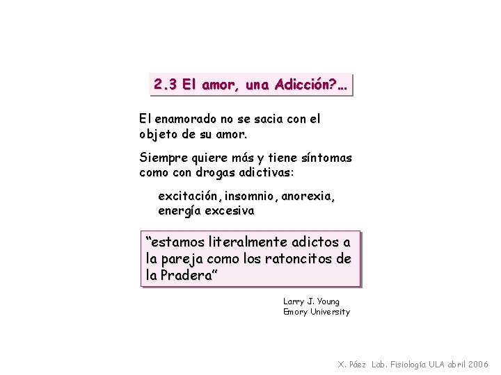 2. 3 El amor, una Adicción? … El enamorado no se sacia con el