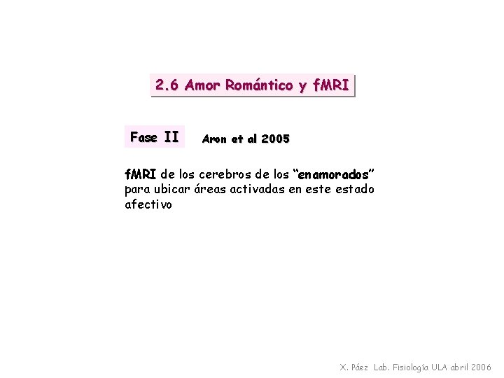 2. 6 Amor Romántico y f. MRI Fase II Aron et al 2005 f.