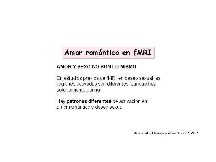 Amor romántico en f. MRI AMOR Y SEXO NO SON LO MISMO En estudios