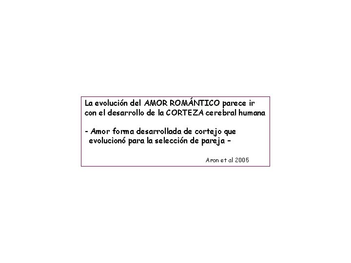 La evolución del AMOR ROMÁNTICO parece ir con el desarrollo de la CORTEZA cerebral