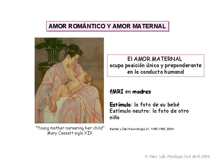 AMOR ROMÁNTICO Y AMOR MATERNAL El AMOR MATERNAL ocupa posición única y preponderante en