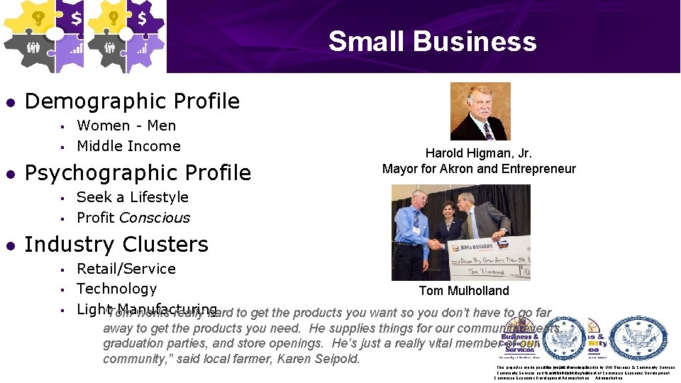 Small Business l Demographic Profile § § l Psychographic Profile § § l Women