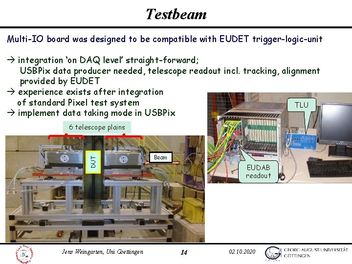 Testbeam Multi-IO board was designed to be compatible with EUDET trigger-logic-unit integration ‘on DAQ