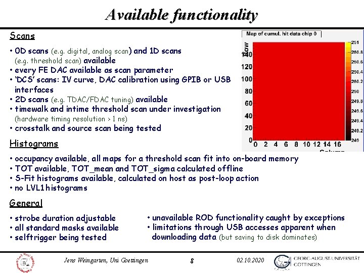 Available functionality Scans • 0 D scans (e. g. digital, analog scan) and 1