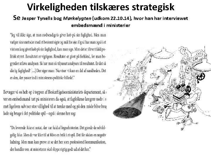 Virkeligheden tilskæres strategisk Se Jesper Tynells bog Mørkelygten (udkom 22. 10. 14), hvor han