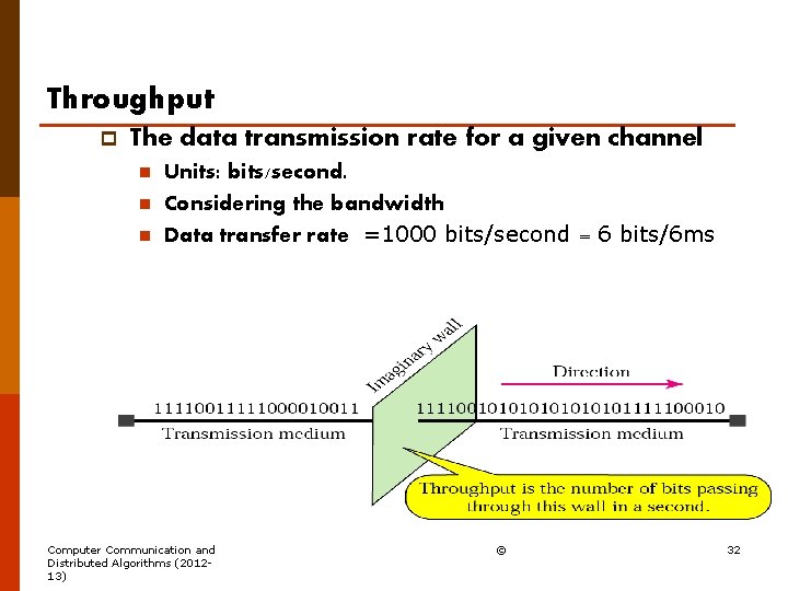 Throughput p The data transmission rate for a given channel n n n Units: