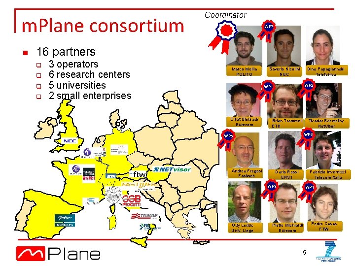 m. Plane consortium n Coordinator WP 7 16 partners q q 3 operators 6