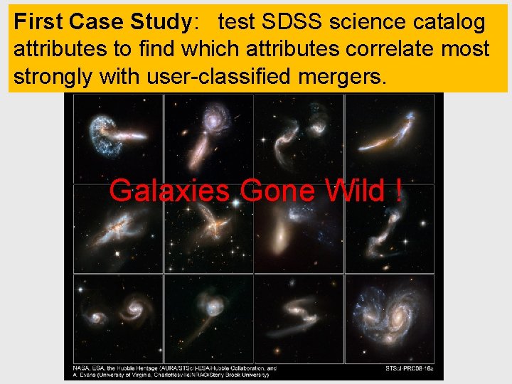 First Case Study: test SDSS science catalog attributes to find which attributes correlate most