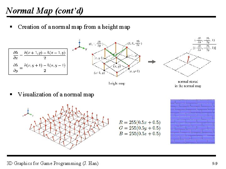 Normal Map (cont’d) § Creation of a normal map from a height map §