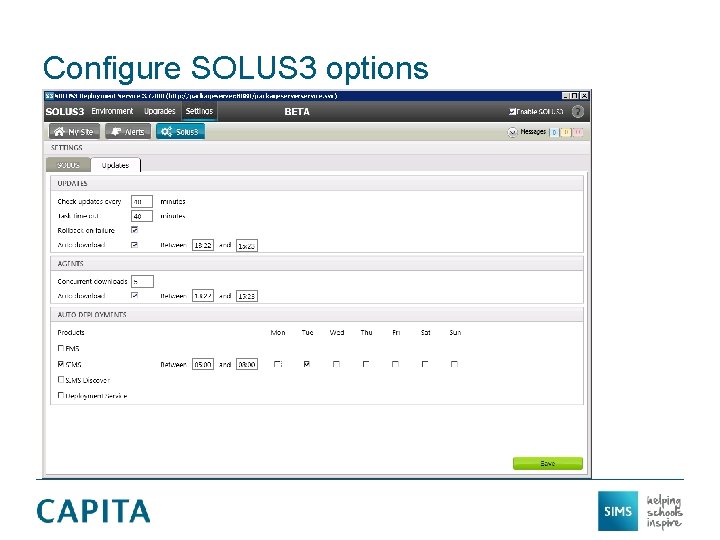 Configure SOLUS 3 options 