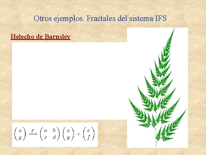 Otros ejemplos. Fractales del sistema IFS Helecho de Barnsley 