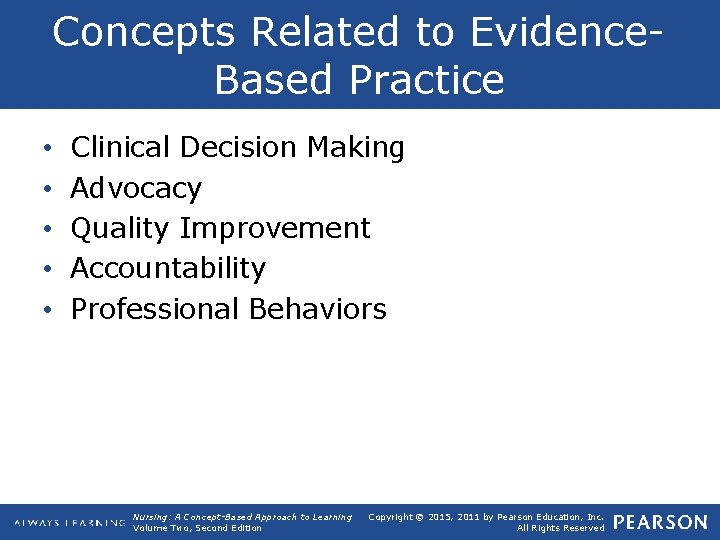 Concepts Related to Evidence. Based Practice • • • Clinical Decision Making Advocacy Quality