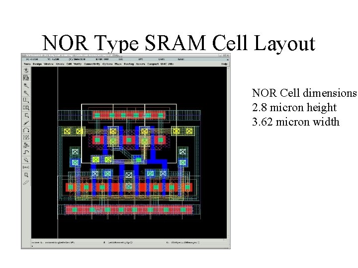 NOR Type SRAM Cell Layout NOR Cell dimensions: 2. 8 micron height 3. 62