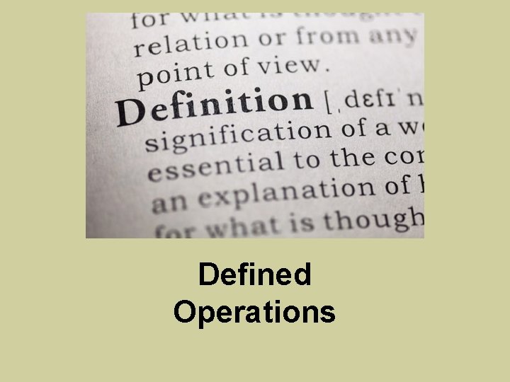 Defined Operations 