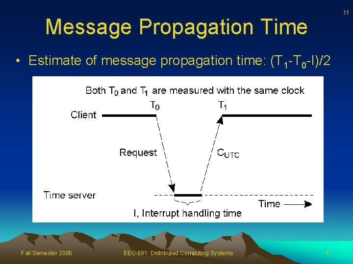 11 Message Propagation Time • Estimate of message propagation time: (T 1 -T 0