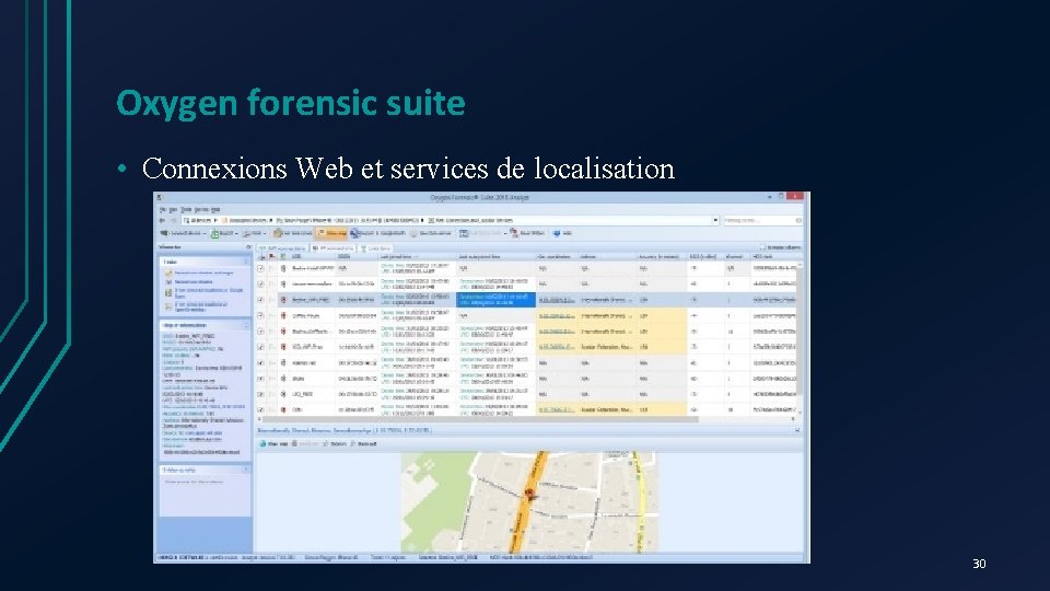 Oxygen forensic suite • Connexions Web et services de localisation 30 