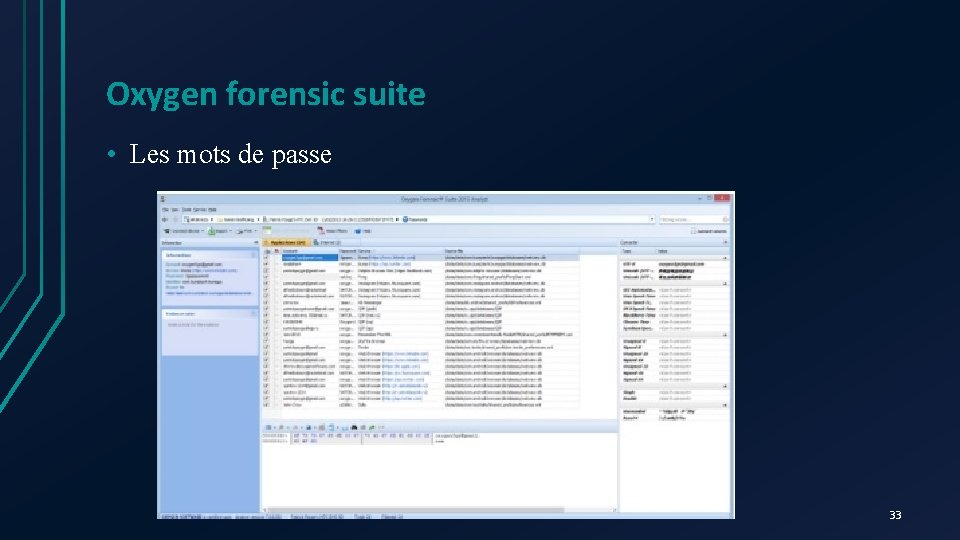 Oxygen forensic suite • Les mots de passe 33 