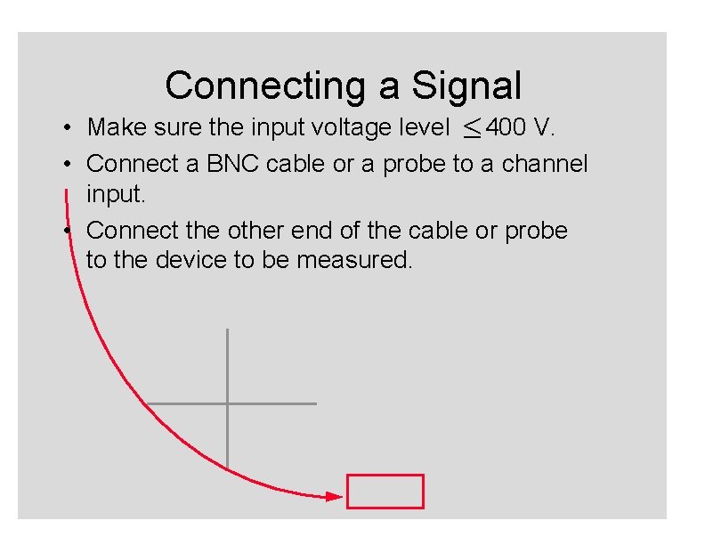 Connecting a Signal • Make sure the input voltage level £ 400 V. •
