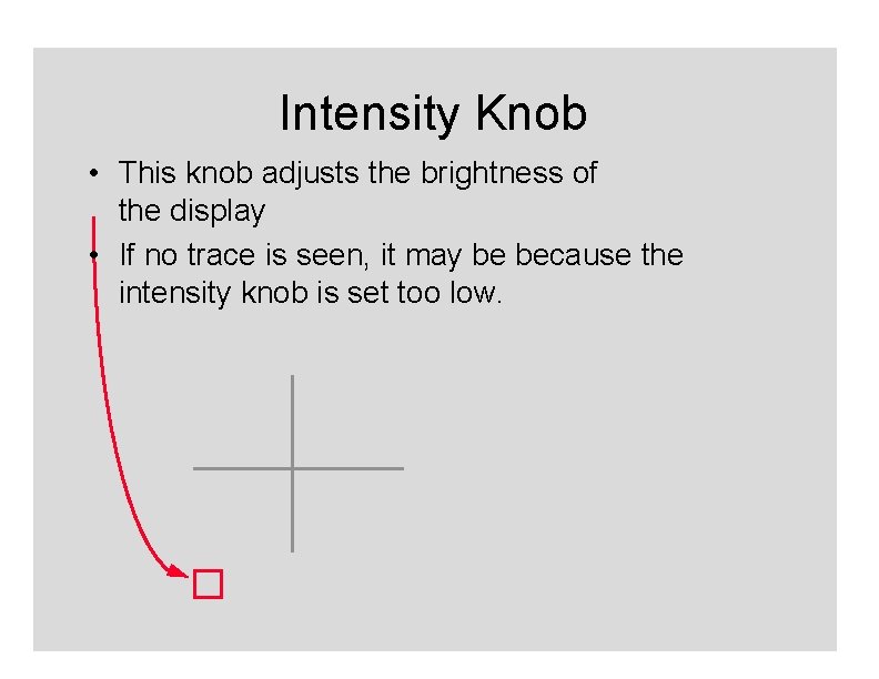 Intensity Knob • This knob adjusts the brightness of the display • If no