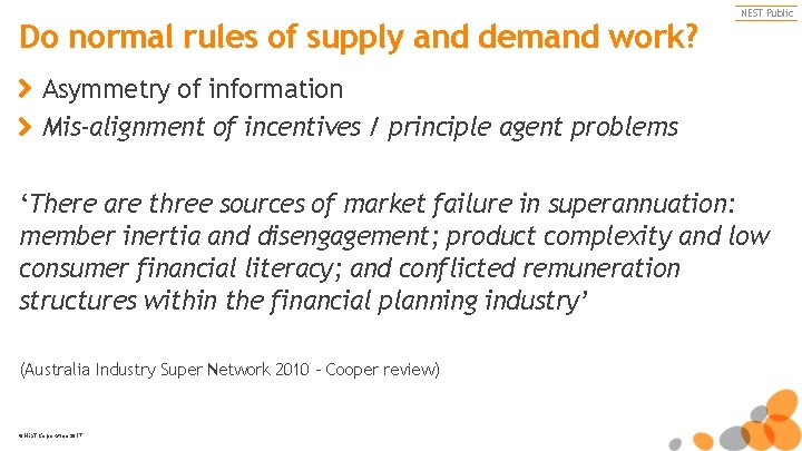 Do normal rules of supply and demand work? NEST Public Asymmetry of information Mis-alignment