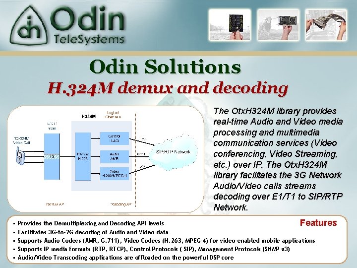 Odin Solutions H. 324 M demux and decoding The Otx. H 324 M library