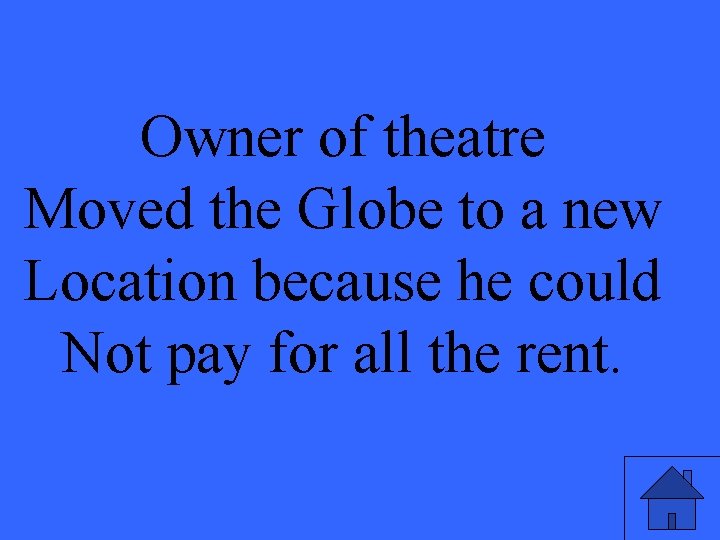 Owner of theatre Moved the Globe to a new Location because he could Not