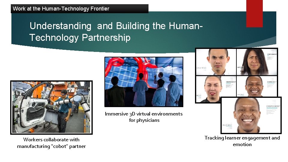 Work at the Human-Technology Frontier Understanding and Building the Human. Technology Partnership Immersive 3