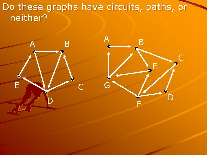 Do these graphs have circuits, paths, or neither? A A B B C E