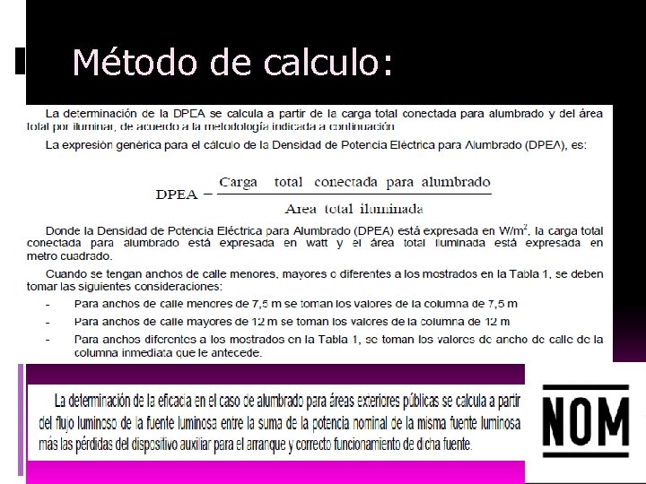 Método de calculo: 