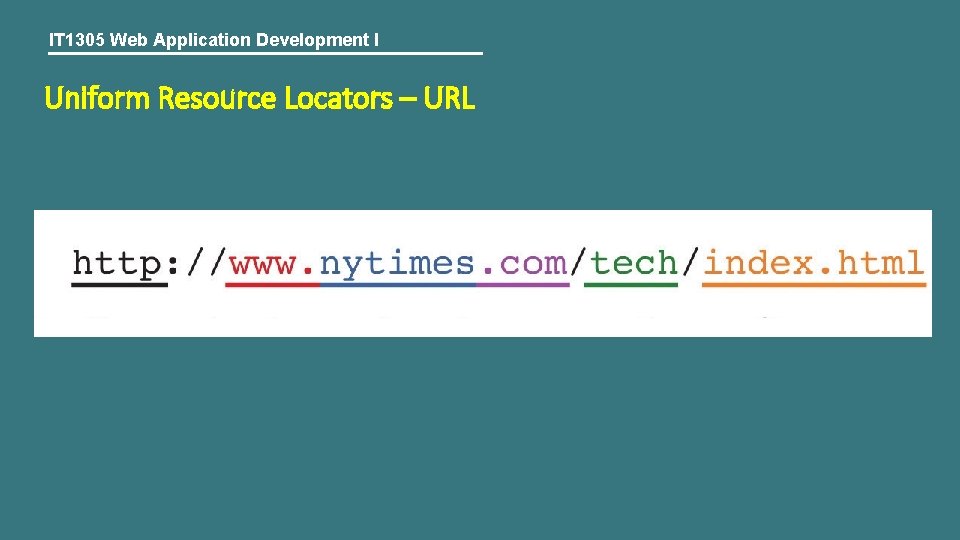 IT 1305 Web Application Development I Uniform Resource Locators – URL 