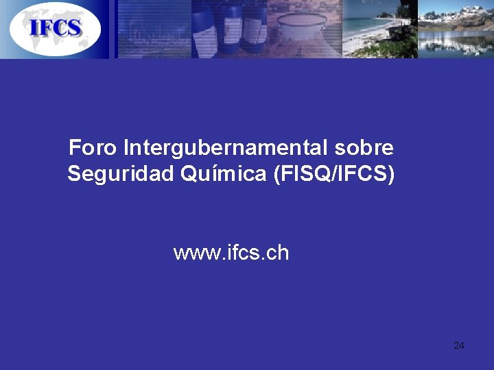 Foro Intergubernamental sobre Seguridad Química (FISQ/IFCS) www. ifcs. ch 24 