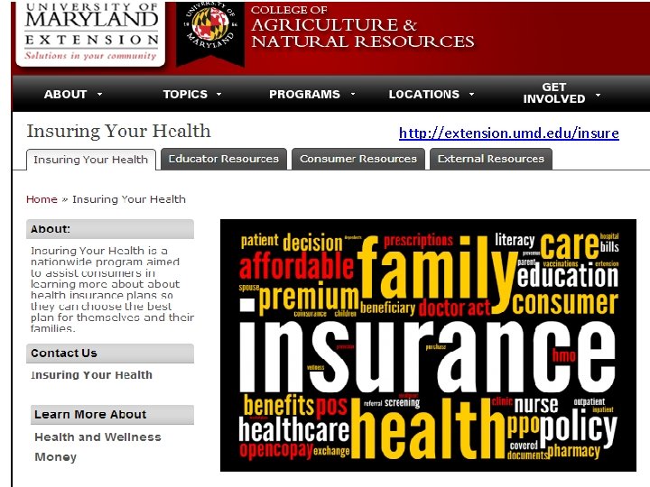 http: //extension. umd. edu/insure 