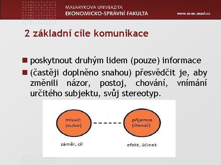 www. econ. muni. cz 2 základní cíle komunikace n poskytnout druhým lidem (pouze) informace