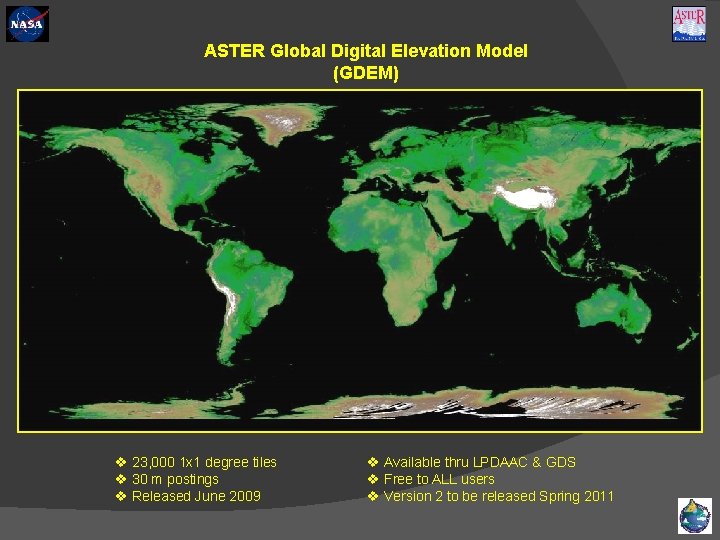 ASTER Global Digital Elevation Model (GDEM) v 23, 000 1 x 1 degree tiles