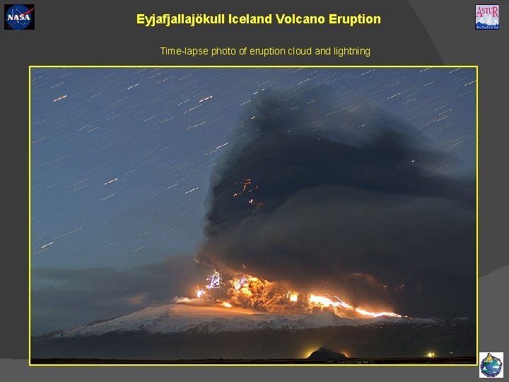 Eyjafjallajökull Iceland Volcano Eruption Time-lapse photo of eruption cloud and lightning 