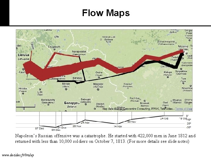 Flow Maps Napoleon’s Russian offensive was a catastrophe. He started with 422, 000 men