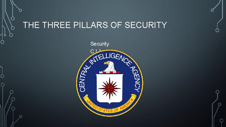 THE THREE PILLARS OF SECURITY Security C. I. A 