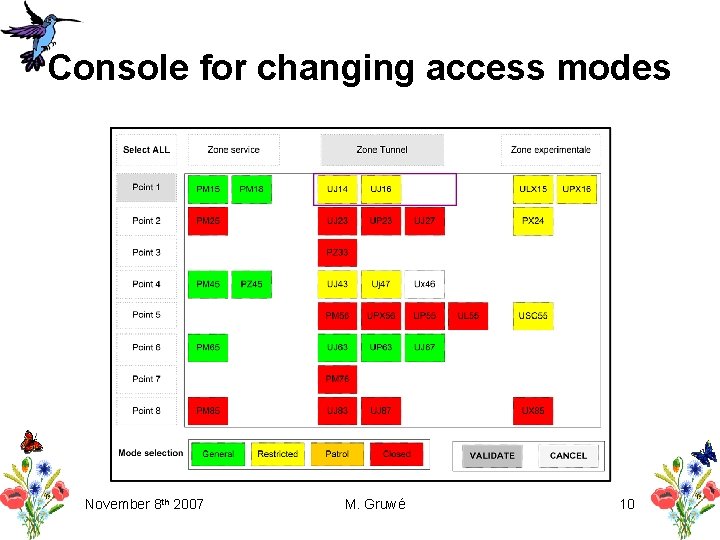 Console for changing access modes November 8 th 2007 M. Gruwé 10 