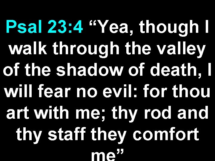 Psal 23: 4 “Yea, though I walk through the valley of the shadow of