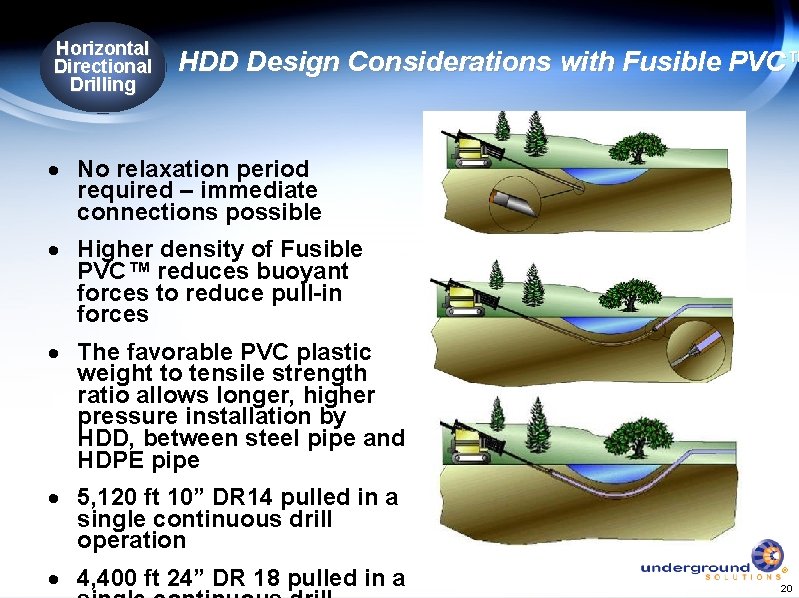 Horizontal Directional Drilling HDD Design Considerations with Fusible PVC™ · No relaxation period required