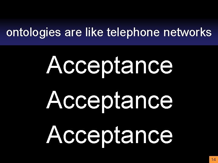 ontologies are like telephone networks Acceptance 14 