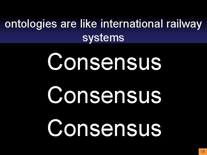 ontologies are like international railway systems Consensus 15 