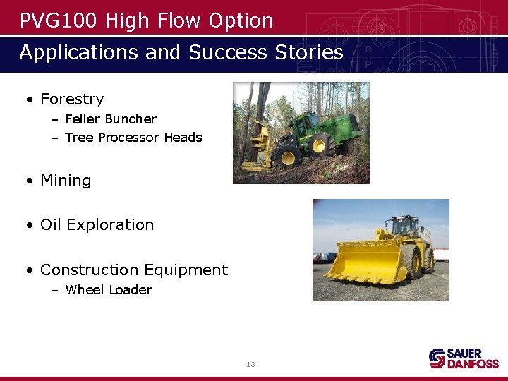 PVG 100 High Flow Option Applications and Success Stories • Forestry – Feller Buncher