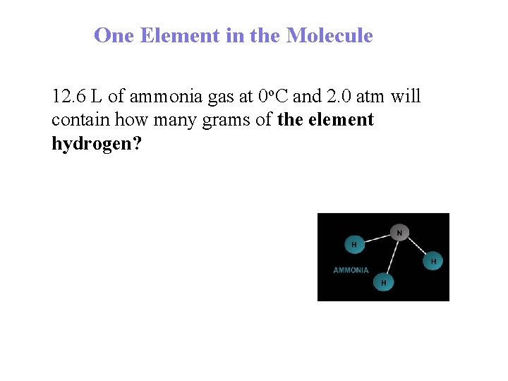One Element in the Molecule 12. 6 L of ammonia gas at 0 o.