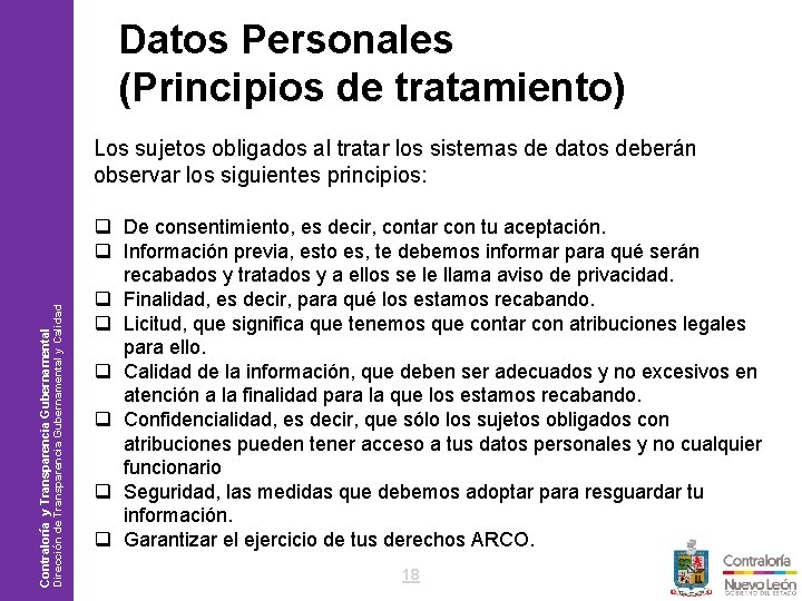 Datos Personales (Principios de tratamiento) Philips / Plan de Comunicación 2006 Contraloría y Transparencia