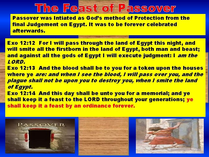 The Feast of Passover was Intiated as God’s method of Protection from the final